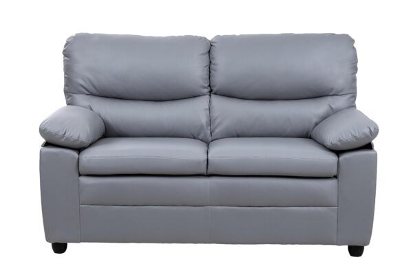 Andreas 2 Seater Sofa Faux Leather Aire Soft Touch Grey Modern