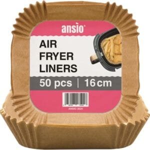 ANSIO Air Fryer Paper Liners 50 PCS Square Disposable Liners, 16cm x 16cm x 4.5cm Inner Fit for COSORI, Ninja, Tower Air Fryers - Pack of 50