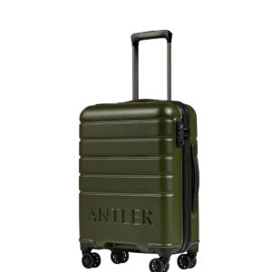 ANTLER Carry-On Green Hard Shell Suitcase with 4 Double Spinner Wheels - 55 x 40 x 20 cm - Lightweight Suitcase for Travel & Holidays - TSA Approved Locks - Logo Cabin Suitcase