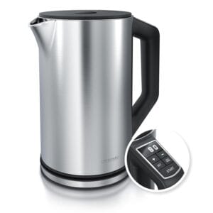 Arendo - Electric Kettle 1.5 L Cordless 2200W, Energy Saving, Temperature Control 40°C - 100°C, Keep Warm, BPA free No Plastic, Fast Boil Auto Shut-Off, Silver Brushed Stainless...