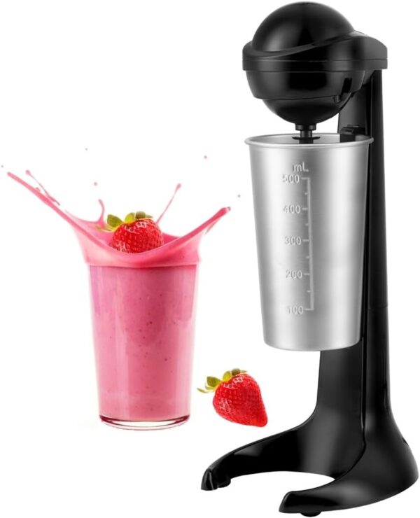 ARTECH Retro Milkshake Maker Black – Powerful 100W Milk Frother, Protein Shake Mixer, Milk Shakes, Omelette Mix, Cocktails, Frappes Blends; 500ml Stainless Steel Cup; 2 Speed...