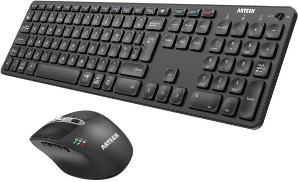 Arteck Universal Multi-Device Bluetooth Keyboard and Mouse Full Size Wireless Bluetooth Keyboard and Ergonomic Mouse Set for Windows, iOS, Android, Computer Desktop PC Laptop...