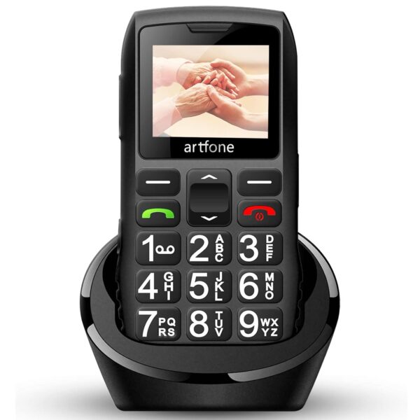 artfone C1Plus Big Button Mobile Phone,Senior Mobile Phone for Elderly People,Dual SIM Basic Phones with Charging Dock,1800mAh,SOS,Easy to Use - Black