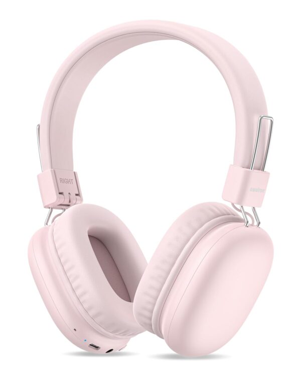 awatrue Kids Headphones Wireless with Mic, Bluetooth 5.4, 85/94dBA, Stereo Sound, Over Ear Kids Bluetooth Headphones with 3.5mm Jack Aux Cable for Girls/Tablet/Teens/School/,Pink