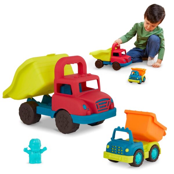 B. toys - Grab-n-Go 2 Pack Dump Trucks - Large Truck with Handle & Mini Truck - Toy Trucks for Kids, 1 Year+