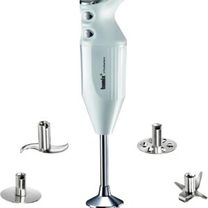 Bamix 1023.004 MAXX Stick Blender Set with multi-purpose, Meat and vegetable stainless steel blade, Whisk, Beater, 350 Watts, 2 Speeds, Made in Switzerland, White
