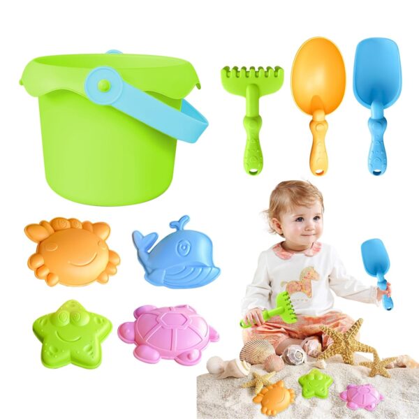 Beach Sand Toys For Kids, Bucket And Spade Beach Set Kid, sand-pit Toys Castle Building Kit With Bucke And Marine Animal Moulds For Kinder Age 1-5