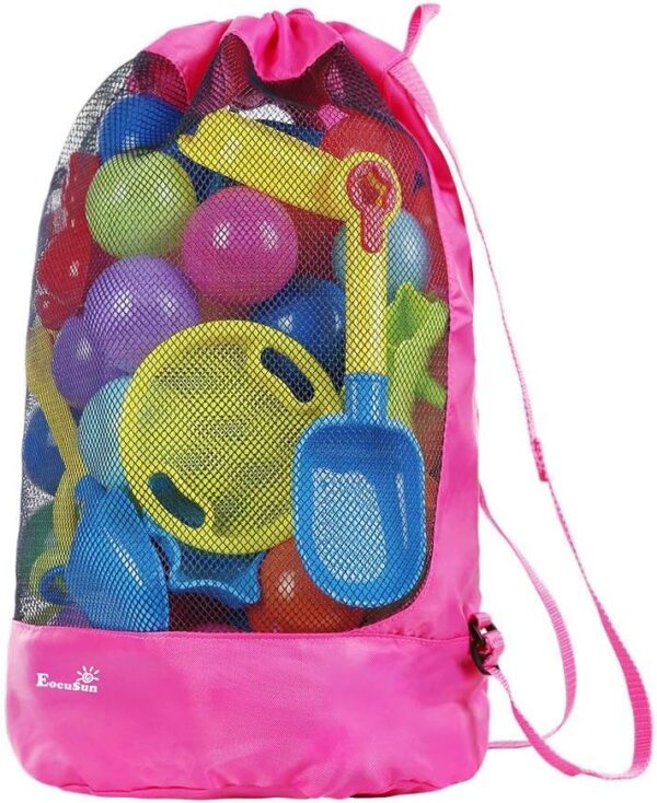 Beach Toys Bag, Large Mesh Bag Child Toys Storage Bags Durable Drawstring kids Beach Backpack Swim and Pool Beach Bag Tote Packs, Stay Away From Sand and Water,Toys are Not...