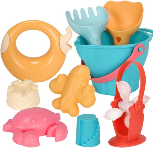 Beach Toys for Kids, 9 Pieces Bucket and Spade for Toddlers, Outdoor Play Sand Games, Children Outdoor Toy For your Spring/Summer Holiday