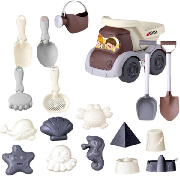 Beach Toys Set For Kids 18 PCS Sand Bucket and Spade Beach Set Kids, Sand Pit Toys, Shovel, Rake, Sieve, Bucket, a Includes