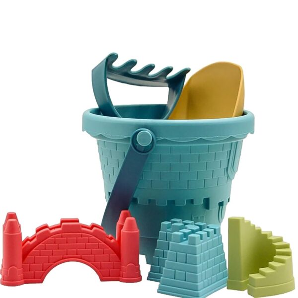 Beach Toys Set with 6 Sand Castles, Summer Outdoor Toys, Bucket, Molds, Shovel, Rake Sand Mold Portable Mould Toy for Kids Building Sandcastle Seaside Sand Toy
