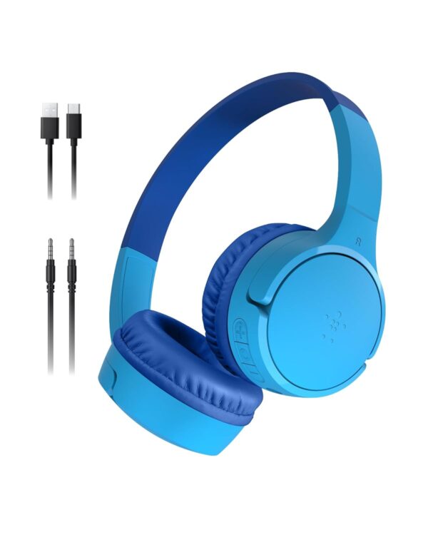 Belkin SoundForm Mini Kids Wireless Headphones with Built-In Microphone, 30H of Playback Time, & Fun Stickers - Over-Ear Headsets for Online Learning, School, Travel, iPhone,...