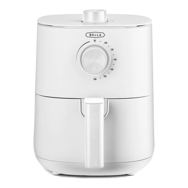 BELLA 3 L Manual Air Fryer Oven and 5-in-1 Multicooker with Removable Nonstick and Dishwasher Safe Crisping Tray and Basket, 1400 Watt Heating System, Matte White