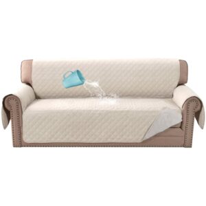 BellaHills 100% Waterproof Sofa Covers 4 Seater Oversized Sofa Cover Extra Large Sofa Slipcovers Non-Slip Sofa Cover with Elastic Straps, Washable Furniture Protector for...