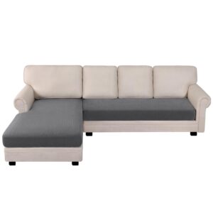 BellaHills Sectional Sofa Covers Sofa Seat Cushion Covers L Shape Separate Cushion Couch Chaise Cover for Sectional Sofa (Chaise + 3 Seater, Grey)