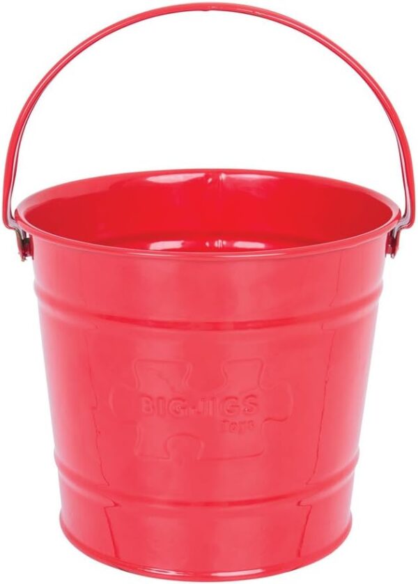 Bigjigs Toys Red Children's Steel Garden & Beach Bucket With Riveted Swivel Handle - Quality Outdoor Toy, Ideal for Crabbing