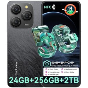 Blackview 5G Mobile Phones, Shark 9, Android 14 Phone, 24GB+256GB/2TB, Al Algorithms, 6.67", 5000mAh/18W, 50MP Camera, Sim Free Unlocked Mobile Phones, Triple Card...