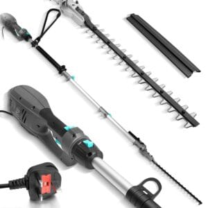 Bluemars Heavy Duty 1100W Pole Hedge Trimmer - 2.8m Long Reach Telescopic Extendable Cutter For Hedges, Bushes, Branch, Shrub - 10m Cable, Adjustable Head, 45cm Dual Action...