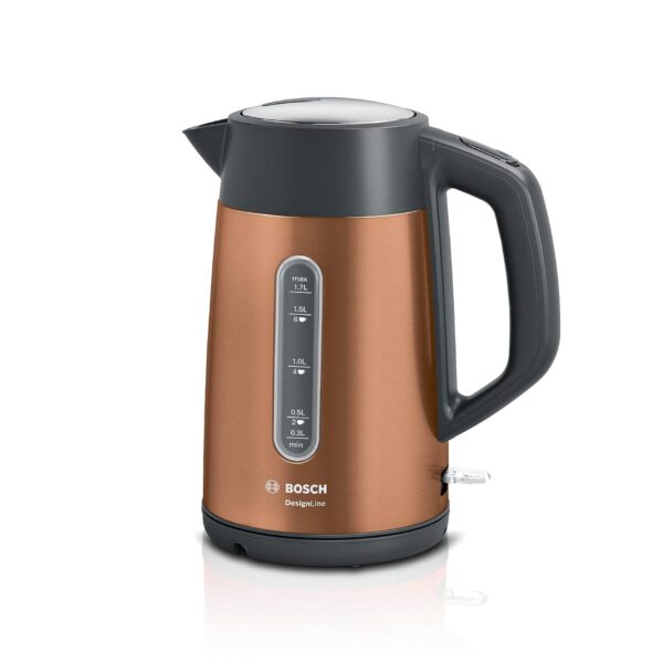 Bosch DesignLine Plus TWK4P439GB Stainless Steel Cordless Kettle,1.7 Litres,3000 W - Copper