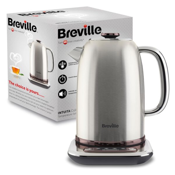 Breville Selecta Temperature Select Electric Kettle | 1.7L | 3kW Fast Boil | Digital Temperature Control | Brushed Stainless Steel [VKT159]