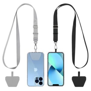 CACOE Universal Mobile Phone Chain, 2 Pcs Adjustable Collar Lanyard and 2 Pcs Durable Patches, Lanyard Mobile Phone Neck Strap Compatible with Most Smartphones