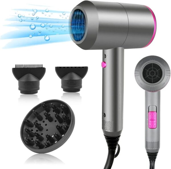 CASAMAA Professional Ionic Hair Dryer Powerful AC Motor Quick Drying with 2 Speed 3 Heat Setting, Cool Shot Button with 1 Diffuser & 2 Concentrator, Hairdryers for Women Man