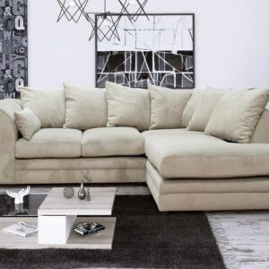 Casper Chenille Beige Fabric Corner Sofa 3 to 4 Seater Sofa (Beige, Right Hand Facing Corner)