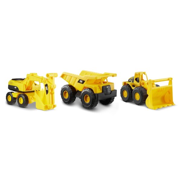 Caterpillar 82360 Construction Vehicles Mini Crew 3 Pack-Dump Truck, Wheel Loader, & Excavator, Yellow