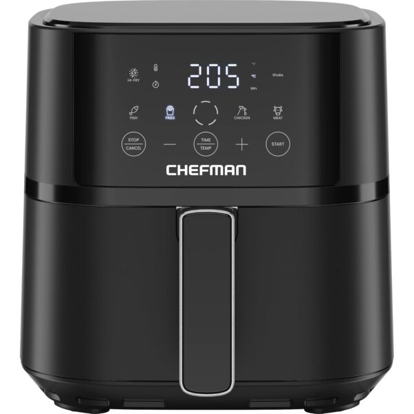 Chefman 3.8L Air Fryer, Touch Controls with 4 Presets, Compact Air Fryer with Hi-Fry Technology for Extra Crisp, Quick & Easy Meals, Nonstick & Dishwasher Safe Basket, Black