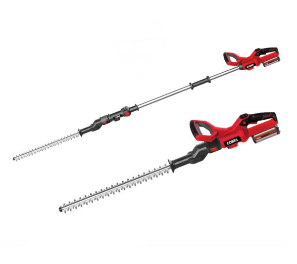 Cobra HT50LRH24V 2in1 24v Cordless Hedge Trimmer with Long Reach, 50cm cutting blade, includes 2.5Ah Battery and Charger