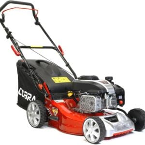 Cobra M40CVX Petrol Lawn Mower, 40cm (16in) Cutting Width, 50l Grass Collector, Fold Flat Handles, Red/Silver
