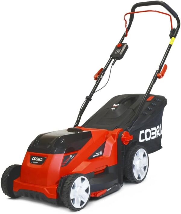 Cobra MX3440VX 40V Cordless Lawnmower with 2.5Ah Battery & Charger – 34cm Cutting Width, 40L Grass Bag, 5 Height Settings