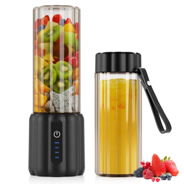 COKUNST Portable Smoothies Blender Mixer to go, 6 Blades 22000 RPM, 500ml Leakproof Travel Cup & USB-C Charging, Compact Personal Mini Blender for Shakes, Baby Food, Camping...