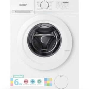COMFEE' CFE10EW60/W Freestanding Washing Machine,6KG Load,Heat Wash 90℃,Ultra Slim 400mm,Quick Wash,15 Washing Programs,White