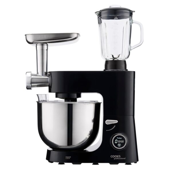 Cooks Professional Multi Function Stand Mixer 1800W with 8L Stainless Steel Bowl, Accessory Kit, Blender & Meat Mincer Capability, 8 Speed Settings, Pulse Function & Digital...
