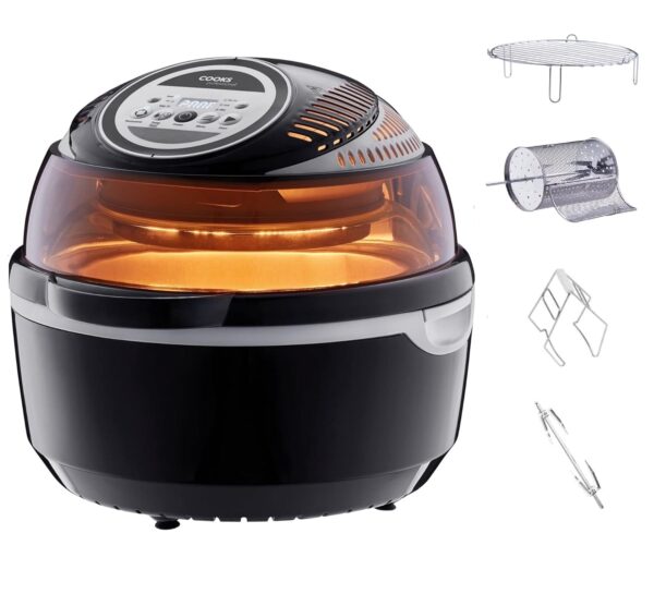 Cooks Professional Rotisserie Air Fryer | 1300W Energy Efficient Halogen Oven | Digital Fryer with Customisable Settings | Large 10L Capacity | Includes Accessories & Non Stick...