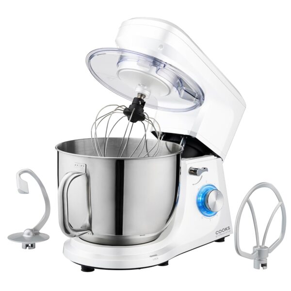 Cooks Professional Stand Mixer 1200W with 6 Speeds & Pulse Function, 7L Stainless Steel Mixing Bowl, Splash Guard, Whisk, Beater & Dough Hook | Electric Kitchen Mixer for Cakes,...
