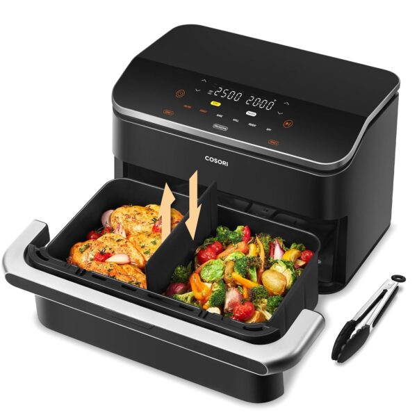 COSORI Dual Air Fryer TwinFry, 10L Flexible Capacity, Single & Double Zone Convertible, 4 Fast Heaters, Dual Blaze Tech with 8-in-1, Smart Air Fry, Roast, Bake, Dry, Energy...