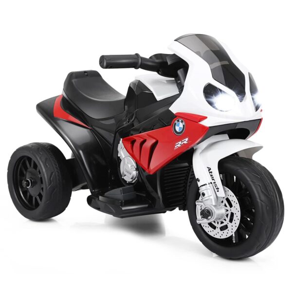 COSTWAY 6V Kids Electric Motorbike, 3 Wheels Battery Powered Ride on Motorcycle with Lights, Music, Licensed BMW Vehicle Toy for 18-36 Months (Red)