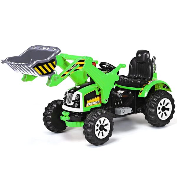 COSTWAY Electric Ride on Excavator, 12V Battery Powered Kids Construction Vehicle with Horn, 2 Speeds, Safety Belt, Electric Toy Car for Boys Girls (Green)