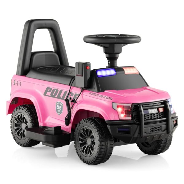 COSTWAY Kids Electric Ride on Car, 6V Battery Powered Police Cars with Side Megaphone, Horn, Flashing Light, Siren Sound, Wide Footrest and Underseat Storage, for 18-60 Months...