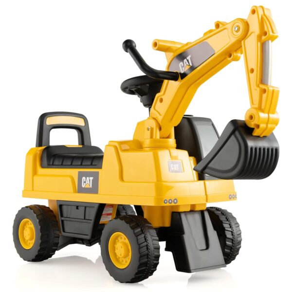 COSTWAY Kids Ride on Digger, Caterpillar Licensed Toddler Construction Toy Car with Manual Shovel, Underseat Storage, Horn, Foot to Floor Slider for 1-3 Years Old