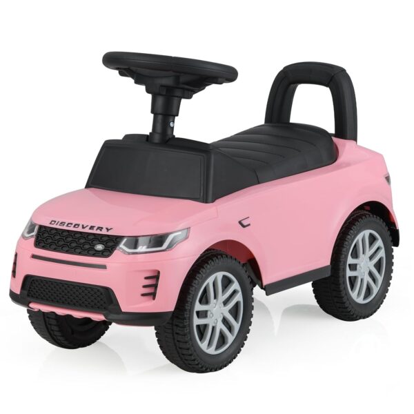 COSTWAY Ride on Car, Toddler Foot to Floor Sliding Walker with Horn, Engine Sounds, Under-Seat Storage, Land Rover Licensed Push Along Cars for 12-36 Months (Pink)