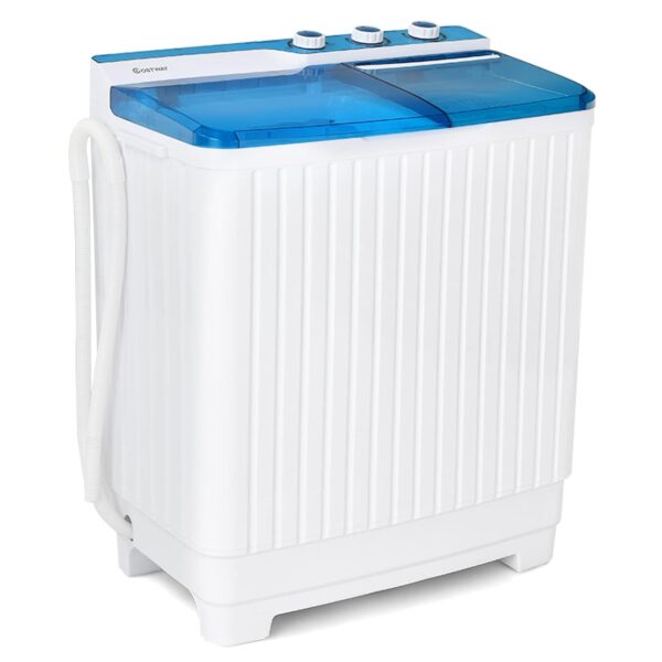 COSTWAY Twin Tub Washing Machine, 4.5KG/8.5KG/10.5KG Total Portable Laundry Washer Spin Dryer Timing Function and Drain Pump for Apartment Dorms (Blue+White, 7.5kg Washer+3kg...