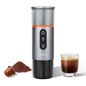 COTGCO Portable Espresso Machine Travel: 12v Electric Mini Coffee Maker with Battery - 8 Cups Expresso for One Charge - Compatible for NS Capsule - for Car Hiking Camping