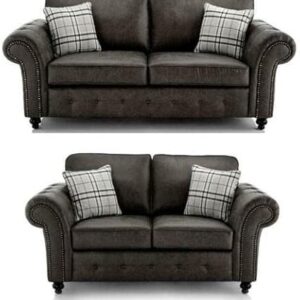 Dark Grey 3 plus 2 Seater sofas | Oakland Faux leather fabric | bedroom furniture | 3 seater suite | 2 seater couches for sale | leather sofa sets for living rooms