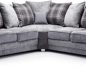 Dark Grey Corner Sofa For Sale-Suede Fabric Corner Sofas & Couches for Living rooms-Cheap sofa settee-Sofa sets with free scatter cushions -004