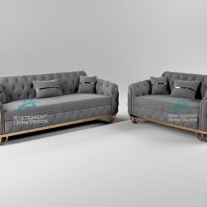 Dark Grey Plush Velvet Sofa, 2 Seater+3 Seater Sofa, 5 Seater Couch Living Room Sofas, Free Assembly & Delivery (DARK GREY)