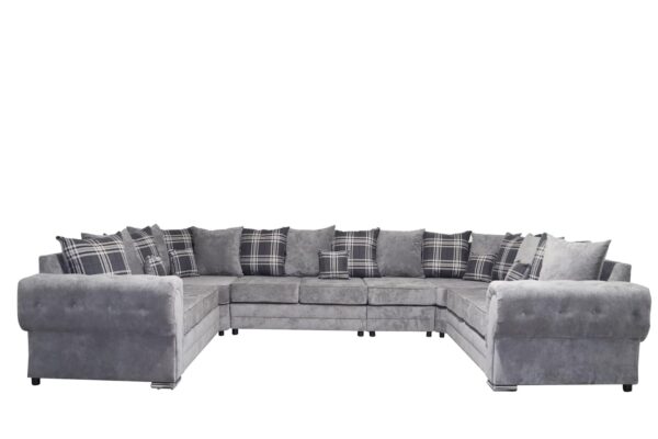Dark Grey Suede fabric Corner sofa-Verona U Shape suite-9 Seater settee set large Sofa couch for living rooms-004