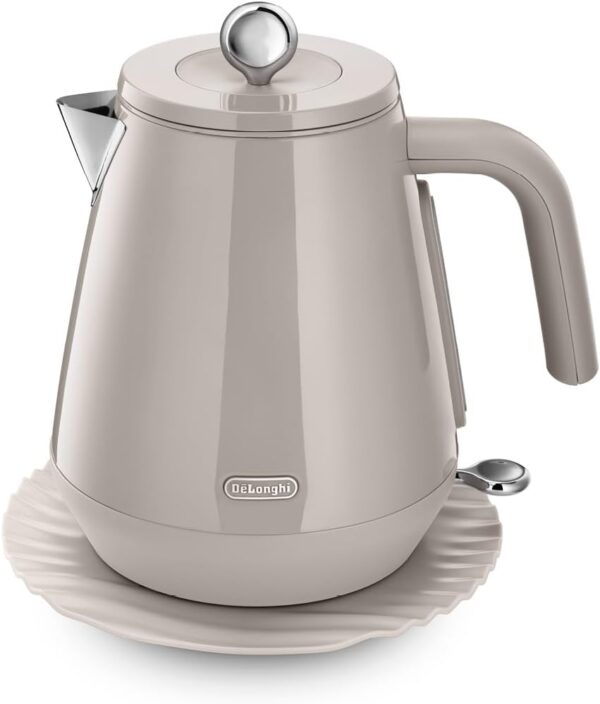 De'Longhi Eclettica BPA Free Metal Kettle KBY3001.BG, Customisable Design Rapid Boil Electric Kettle, 1.7L Large Capacity, Anti Scale Filter, Swivel Base, Cord Storage,...